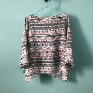 Cato Angled Striped Geometric Blouse